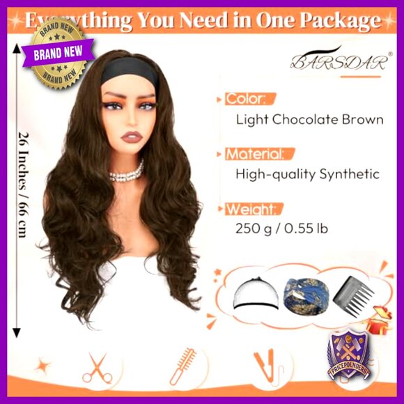 Human Hair Clip-In Bangs with Body Wave Headband Wig main image 3